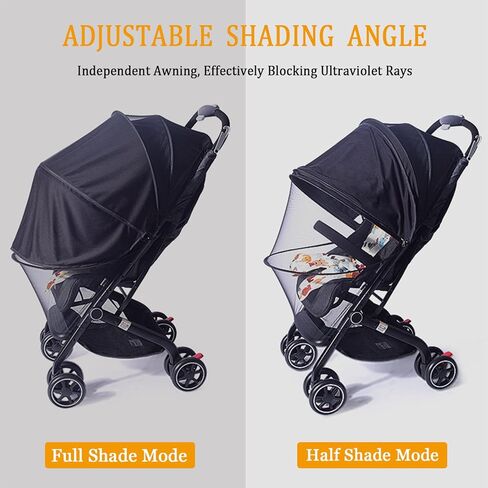 شبكة ناموسية لعربة الأطفال، شبكة ناموسية متينة لعربة الأطفال، شبكة ناموسية شبكية قابلة للطي بسحاب مزدوج، مناسبة لعربة الأطفال، مقعد سيارة الطفل، سرير الطفل، حاملة الأطفال (قياسي، أسود داكن) in Kuwait