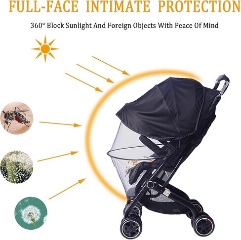 شبكة ناموسية لعربة الأطفال، شبكة ناموسية متينة لعربة الأطفال، شبكة ناموسية شبكية قابلة للطي بسحاب مزدوج، مناسبة لعربة الأطفال، مقعد سيارة الطفل، سرير الطفل، حاملة الأطفال (قياسي، أسود داكن) in Kuwait