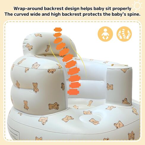 Inflatable Baby Seat for Babies 4-36 Months Inflatable Baby Chair Infant Back Support Sofa Newborn to Toddler Portable Baby Floor Seats for Sitting Up Baby Floor Seater in Saudi Arabia