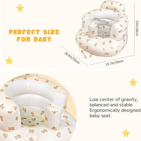 Inflatable Baby Seat for Babies 4-36 Months Inflatable Baby Chair Infant Back Support Sofa Newborn to Toddler Portable Baby Floor Seats for Sitting Up Baby Floor Seater in Saudi Arabia