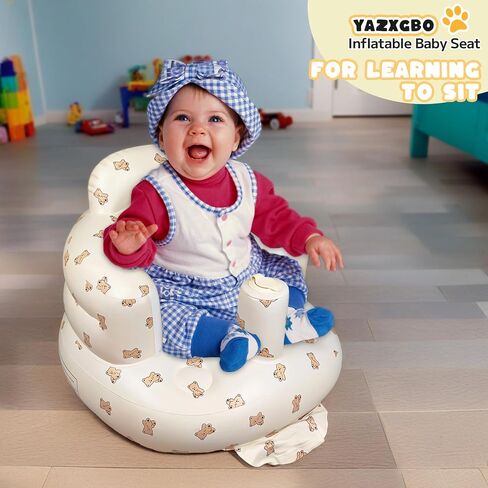 Inflatable Baby Seat for Babies 4-36 Months Inflatable Baby Chair Infant Back Support Sofa Newborn to Toddler Portable Baby Floor Seats for Sitting Up Baby Floor Seater in Saudi Arabia