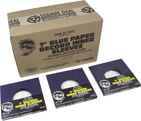 (25) 7" 45rpm Blue Vinyl Record Inner Sleeves - Archival Quality, Super Heavyweight 29# Paper with Hole - 07IWBL in Saudi Arabia