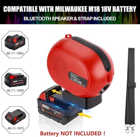 YEX-BUR مكبر صوت بلوتوث لميلووكي m18 18 فولت بطارية محمولة مع ضوء، USB-A/C شحن مزدوج مكبرات صوت ستيريو لمواقع العمل وحفلات التخييم (بدون بطارية) in Kuwait