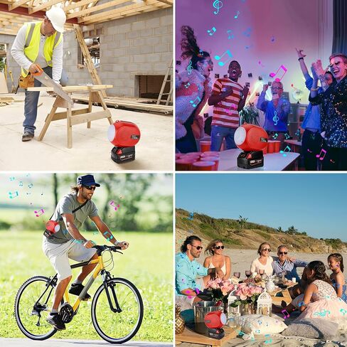 YEX-BUR مكبر صوت بلوتوث لميلووكي m18 18 فولت بطارية محمولة مع ضوء، USB-A/C شحن مزدوج مكبرات صوت ستيريو لمواقع العمل وحفلات التخييم (بدون بطارية) in Kuwait