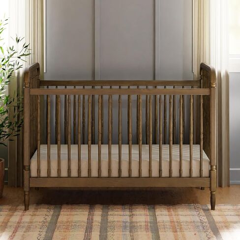 Namesake Liberty 3-in-1 Convertible Spindle Crib, Natural Walnut | GREENGUARD Gold & FSC Certified, Converts to Toddler Bed & Daybed, 4 Adjustable Heights, Toddler Conversion Kit Included in Saudi Arabia