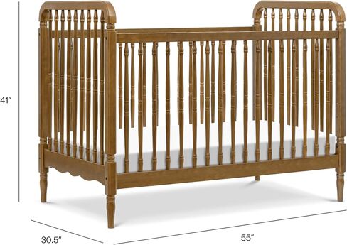 Namesake Liberty 3-in-1 Convertible Spindle Crib, Natural Walnut | GREENGUARD Gold & FSC Certified, Converts to Toddler Bed & Daybed, 4 Adjustable Heights, Toddler Conversion Kit Included in Saudi Arabia