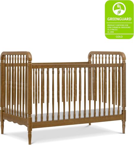 Namesake Liberty 3-in-1 Convertible Spindle Crib, Natural Walnut | GREENGUARD Gold & FSC Certified, Converts to Toddler Bed & Daybed, 4 Adjustable Heights, Toddler Conversion Kit Included in Saudi Arabia