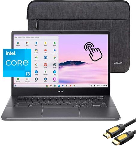 acer Chromebook Plus 514, 14" FHD IPS Touchscreen Display, 8-Cores i3-N305 (Up to 3.80 GHz), 8GB DDR5, 256GB NVMe SSD, Webcam, USB-C, Wi-Fi 6E, Protective Sleeve Included, SPS HDMI Cable, Chrome OS in Saudi Arabia
