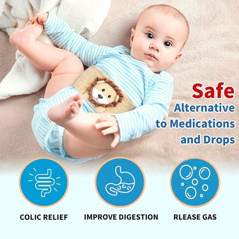 Baby Colic and Gas Relief, Heated Tummy Wrap for Newborns Belly Relief by Soothing Warmth, Baby Heating Pad Swaddling Belt Relief & Soothe Gas, Colic and Upset Stomach in Babies and Toddlers (Lion) in Kuwait