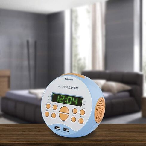 HANNLOMAX HX-129CR Alarm Clock Radio. PLL FM Radio, 0.6" Green LED Display, Bluetooth, USB Ports for 2.4A & 1A charging/MP3 Playback (Black) in Saudi Arabia