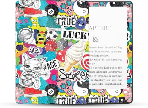 MightySkins Glossy Glitter Skin Compatible with Amazon Kindle Paperwhite 5 6.8-inch 11th Gen (2021) Full Wrap - Sticker Bomb | Protective High-Gloss Glitter Finish | Easy to Apply | Made in The USA in Saudi Arabia