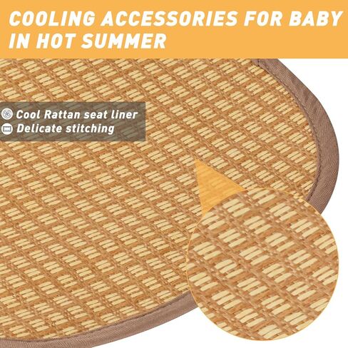 حشوة مقعد مريحة لـ UPPAbaby - بطانة حصيرة التبريد من الروطان، إكسسوار صيفي مثالي لعربات الأطفال UPPAbaby Vista (موديلات 2015-2019)، Vista V2، Cruz (موديلات 2015-2019)، وCruz V2 in Kuwait