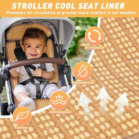 حشوة مقعد مريحة لـ UPPAbaby - بطانة حصيرة التبريد من الروطان، إكسسوار صيفي مثالي لعربات الأطفال UPPAbaby Vista (موديلات 2015-2019)، Vista V2، Cruz (موديلات 2015-2019)، وCruz V2 in Kuwait