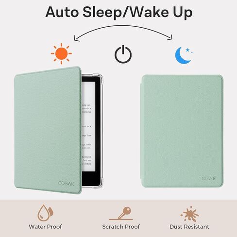 CoBak Case for Kindle Paperwhite (6.8" 11th Generation 2021 Released) & Paperwhite Signature Edition- New PU Leather Cover and Clear Soft Silicone Back Cover with Auto Sleep Wake Feature in Saudi Arabia