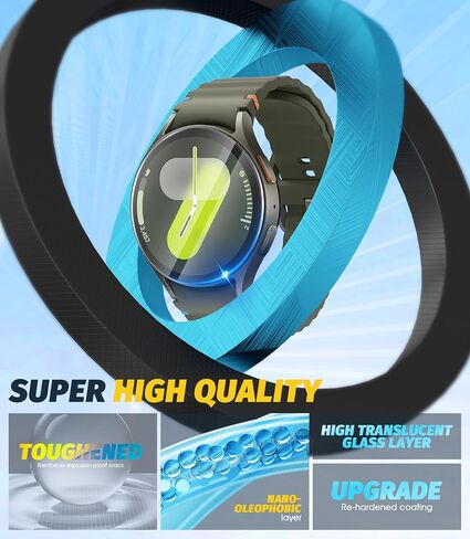 Orzero (3 Pack) Tempered Glass Watch Screen Protector for Samsung Galaxy Watch 7 44mm, with Auto Alignment Tool 9 Hardness High Definition Anti-Scratch Bubble Free in Kuwait