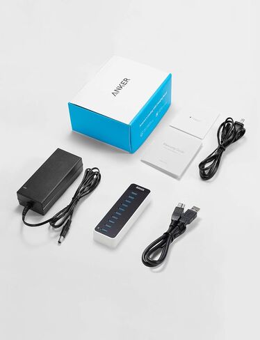 Anker USB A Hub، USB 3.0 Hub، 10 منافذ USB Hub لأجهزة الكمبيوتر المحمول والكمبيوتر الشخصي، لأجهزة MacBook، Mac Pro/Mini، iMac، XPS، Surface Pro، Galaxy Series، Mobile HDD والمزيد in Kuwait