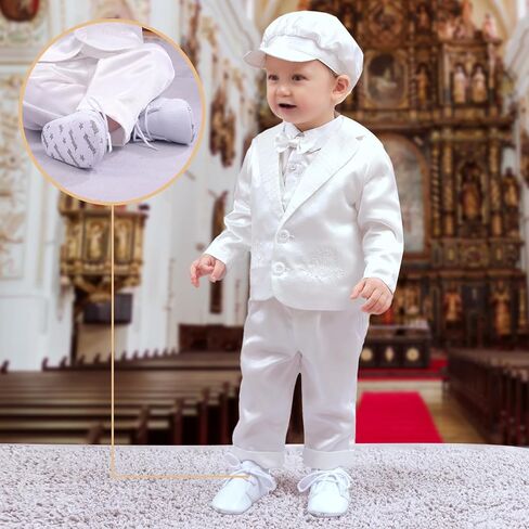 Booulfi Baby Boy Shoes Walking White Infant Newborn Shoes Booties Easter Baptism Christening Outfits Gifts for Boys Girls in Saudi Arabia