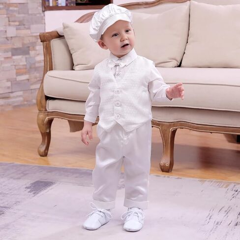 Booulfi Baby Boy Shoes Walking White Infant Newborn Shoes Booties Easter Baptism Christening Outfits Gifts for Boys Girls in Saudi Arabia