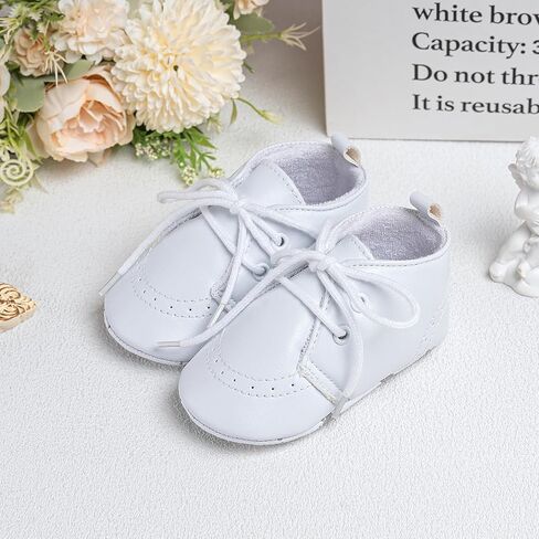 Booulfi Baby Boy Shoes Walking White Infant Newborn Shoes Booties Easter Baptism Christening Outfits Gifts for Boys Girls in Saudi Arabia