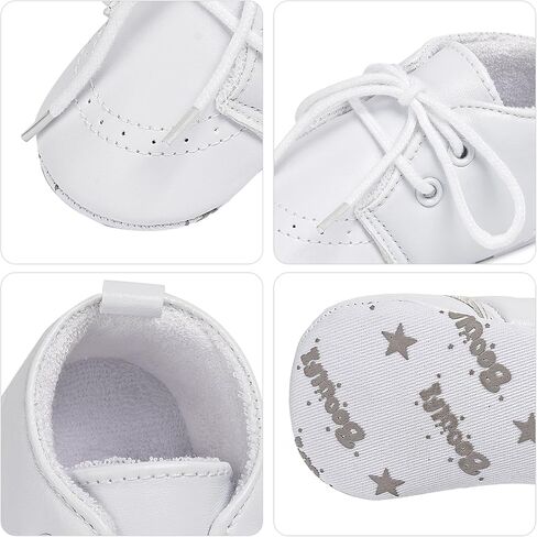 Booulfi Baby Boy Shoes Walking White Infant Newborn Shoes Booties Easter Baptism Christening Outfits Gifts for Boys Girls in Saudi Arabia