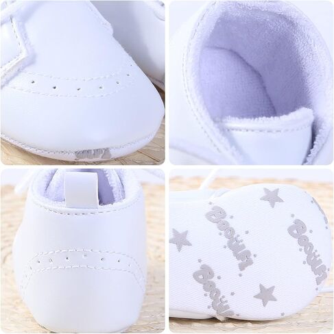 Booulfi Baby Boy Shoes Walking White Infant Newborn Shoes Booties Easter Baptism Christening Outfits Gifts for Boys Girls in Saudi Arabia