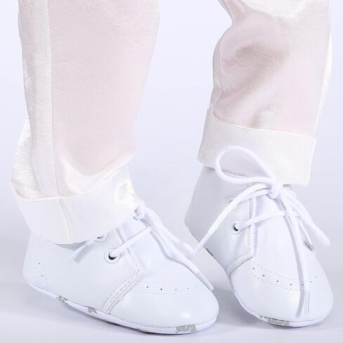 Booulfi Baby Boy Shoes Walking White Infant Newborn Shoes Booties Easter Baptism Christening Outfits Gifts for Boys Girls in Saudi Arabia