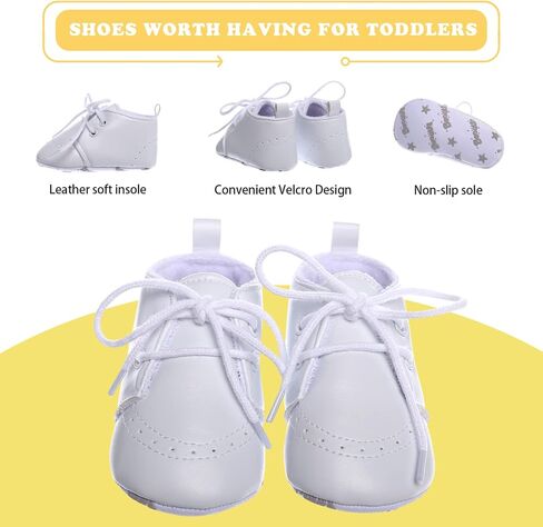 Booulfi Baby Boy Shoes Walking White Infant Newborn Shoes Booties Easter Baptism Christening Outfits Gifts for Boys Girls in Saudi Arabia
