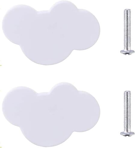 2 PCS Cloud Cartoon Kids Room Knob, White Dresser Handles, Rubber Decor Pull for Door Wardrobe Toy Organizer Box Bookcase Bedroom Single Hole (White-F-36) in Saudi Arabia