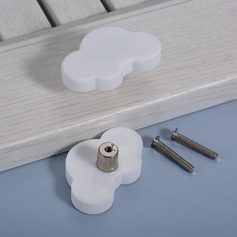2 PCS Cloud Cartoon Kids Room Knob, White Dresser Handles, Rubber Decor Pull for Door Wardrobe Toy Organizer Box Bookcase Bedroom Single Hole (White-F-36) in Saudi Arabia