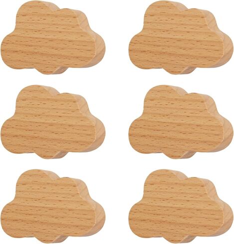 6pcs Self-Adhesive Wild Animal Beech Wood Handles, Cat Claw, Rabbit, Bear, Panda, Kitten, Pig Shape Handles Wood Hooks for Children's Room Decoration Cabinet Knobs in Kuwait
