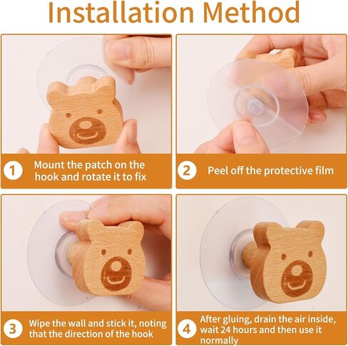 6pcs Self-Adhesive Wild Animal Beech Wood Handles, Cat Claw, Rabbit, Bear, Panda, Kitten, Pig Shape Handles Wood Hooks for Children's Room Decoration Cabinet Knobs in Saudi Arabia