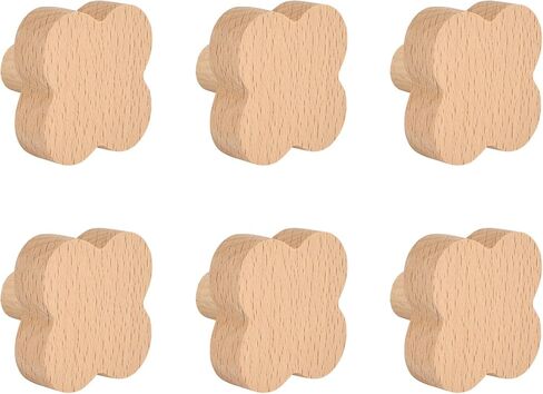 6pcs Self-Adhesive Wild Animal Beech Wood Handles, Cat Claw, Rabbit, Bear, Panda, Kitten, Pig Shape Handles Wood Hooks for Children's Room Decoration Cabinet Knobs in Saudi Arabia