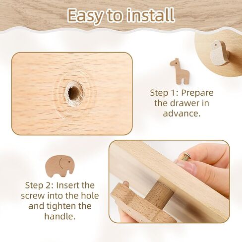 Mamimami Home Wooden Drawer Knobs with Screws, Round Furniture Pull Handle for Kids Room 6Pcs, Animals Wooden Handles for Cabinets for Toddler Room (Animal 6pcs-1) in Saudi Arabia