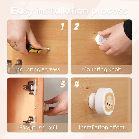 Mamimami Home Wooden Drawer Knobs with Screws, Round Furniture Pull Handle for Kids Room 6Pcs, Animals Wooden Handles for Cabinets for Toddler Room (Animal 6pcs-1) in Saudi Arabia