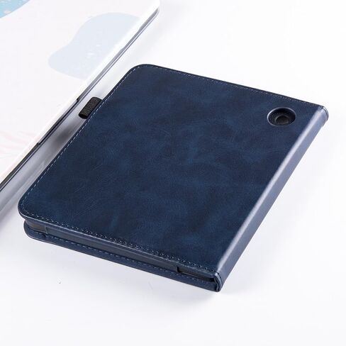 حافظة حامل لـ 7 بوصات Kobo Libra Color (موديل N428) / Kobo Libra 2 / H2O (موديل N418 / N873) - غطاء غلاف من جلد البولي يوريثان مع شريطين لليدين وخاصية النوم/الاستيقاظ التلقائي (أسود كلاسيكي) in Kuwait