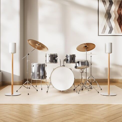 حامل مكبر صوت متوافق مع SONOS Era 300 وEra 100، حامل أرضي بارتفاع ثابت مع إدارة الكابلات، حامل مكبر صوت خشبي، أبيض وزان، عبوة واحدة in Kuwait