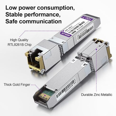 2.5/5/10G SFP+ to RJ45 Module, CAT.6a/CAT7 RJ45 Connector, up to 30m, 10GBase-T Copper Transceiver Compatible for Cisco SFP-10G-T, Ubiquiti UF-RJ45-10G, Meraki, Fortinet, Netgear, TP-Link, etc in Saudi Arabia