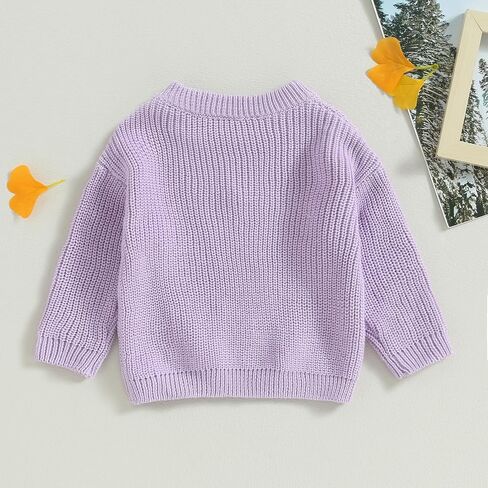 Toddler Baby Girl Long Sleeve Knit Sweater Floral Embroidery Round Neck Pullover Fall Winter Warm Tops Clothes in Saudi Arabia