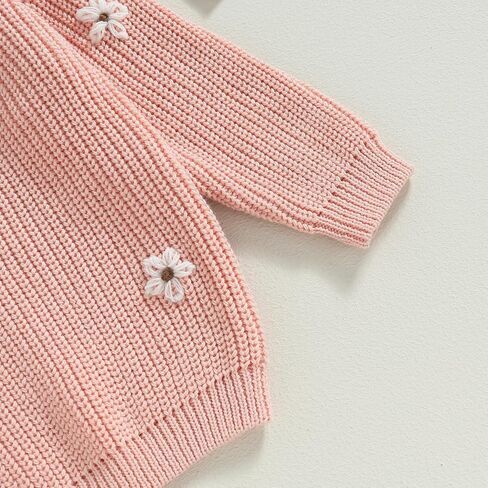 Toddler Baby Girl Long Sleeve Knit Sweater Floral Embroidery Round Neck Pullover Fall Winter Warm Tops Clothes in Saudi Arabia
