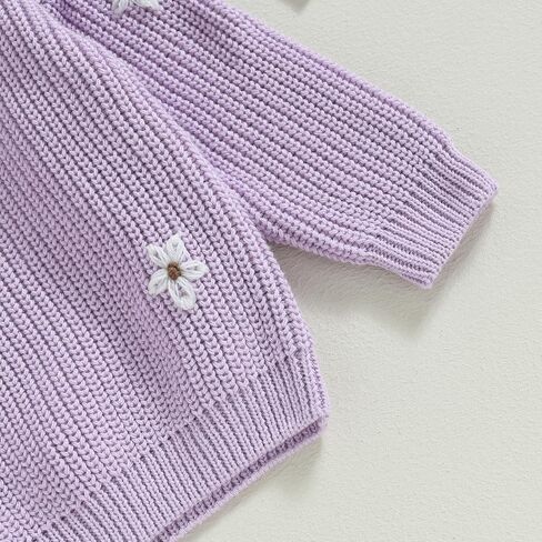 Toddler Baby Girl Long Sleeve Knit Sweater Floral Embroidery Round Neck Pullover Fall Winter Warm Tops Clothes in Saudi Arabia