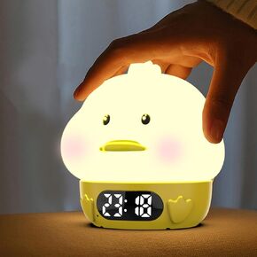 RUISHINE Night Light for Kids - Alarm Clock - Temperature Display-RGB Color Changing, Wake up Timer, Rechargelable Touch Lamp for Breastfeeding,Silicone baby Nursery Nightlight Dudu Yellow Duck