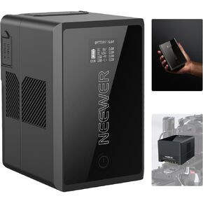 Neewer V Mount Battery PS150E Supports 100W PD USB C Fast Charging, 10350mAh 150Wh 14.54V, with D Tap/USB C/USB A/BP/Dual DC Ports/OLED Screen, V Lock Battery for Camera Camcorder Monitor Video Light