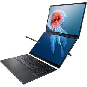 كمبيوتر محمول ASUS Zenbook DUO، شاشة لمس مزدوجة 14 بوصة OLED 3K 120 هرتز، معتمد من Intel Evo، وحدة المعالجة المركزية Intel Core Ultra 9 185H، Intel Arc Graphics، ذاكرة الوصول العشوائي 32 جيجابايت، 1 تيرابايت SSD، Windows 11، Inkwell Gray، UX8406MA-PS99T