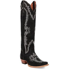 Dan Post Black Suede Marlowe 18 inch Women's Snip Toe Leather Boots DP5110