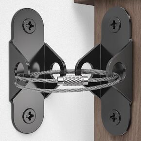 EastLink Furniture Anchors for Baby Proofing (10 Pack), Anti Tip Furniture Anchors Earthquake Straps Keep Baby and Pet Safety, 400 LBS High Tensile Capacity Metal Furniture Straps Wall Anchors, Black
