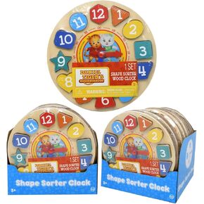 Neighborhood Shape Sorter Wood Clock - Wooden Shape Sorting Kids Learning Clock, Fun Shape Sorting Clock Puzzle Toy, Educational Brain Teaser Learning Time Game Teaching Clock for Kids