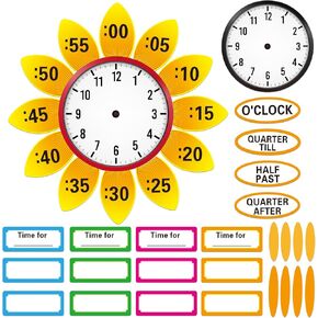 WhatSign Telling Time Teaching Clock for Kids Telling Time Bulletin Board Set 34Pcs Kids Clock Learning to Tell Time Clock Practice Cutout for Teacher Supplies Classroom Bulletin Board Decorations