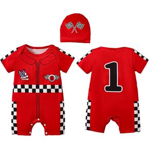 Baby Boy One Year Old Birthday Outfit 1st Birthday Clothes First Birthday Race Car Driver Romper