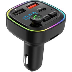 Bluetooth FM Transmitter for Car,Bluetooth Car Adapter with Dual USB Charging Car Charger MP3 Player Support TF Card