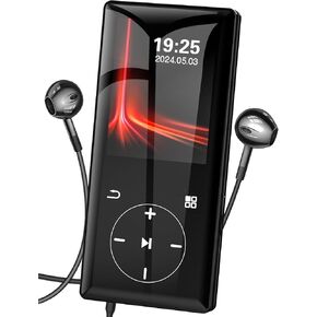 128GB MP3 Player with Bluetooth - Portable Mp3 Music Player with HiFi Speaker, 2.4" Screen MP3 Player with Voice Recorder, FM Radio, Touch Buttons,Support up to 256GB SD Card (Black)
